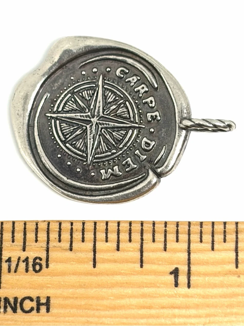 Maritime Supply Co. USA double-sided Wax Seal Pendant Carpe Diem Noctem Compass